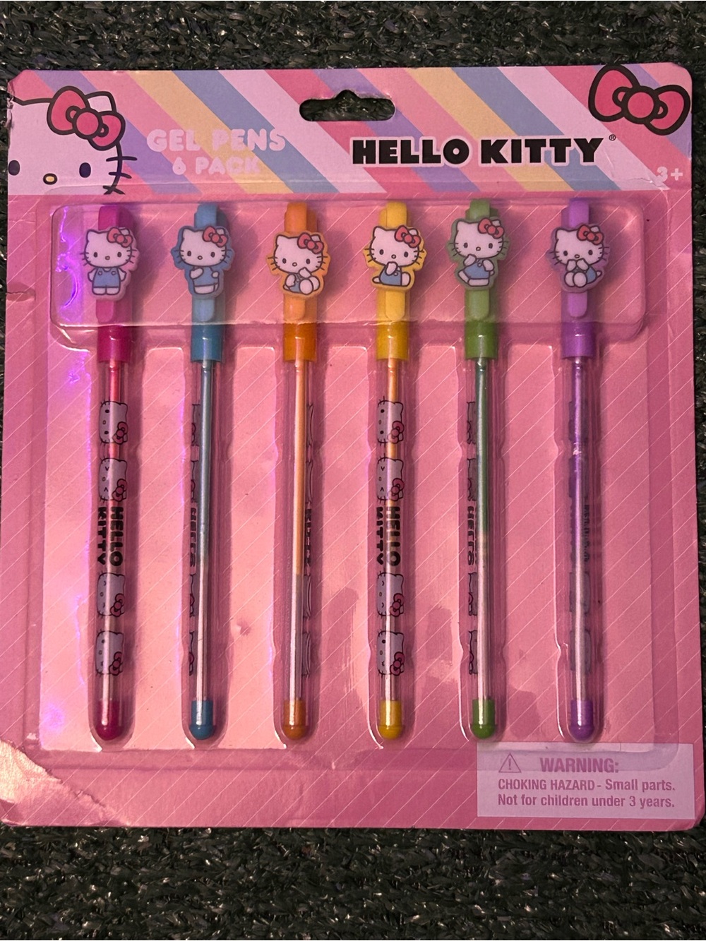 Hello Kitty Gel Pen Set - Pink, Blue, Orange, Yellow, Green, Purple